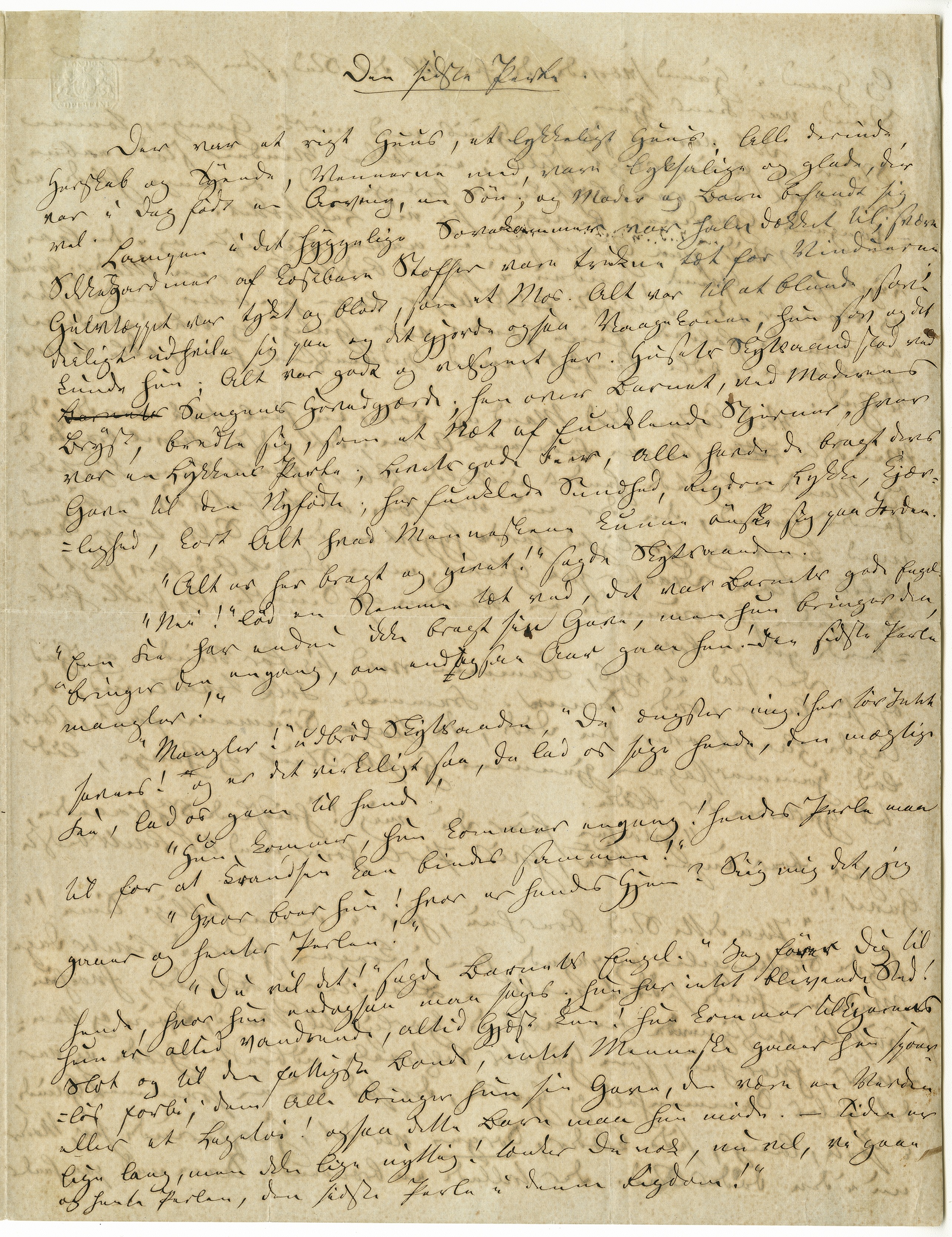 Af manuskriptet til eventyret "Den sidste Perle"