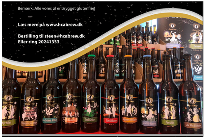 Et udvalg af ølflasker fra mikrobryggeriet H.C. Andersens Brewery