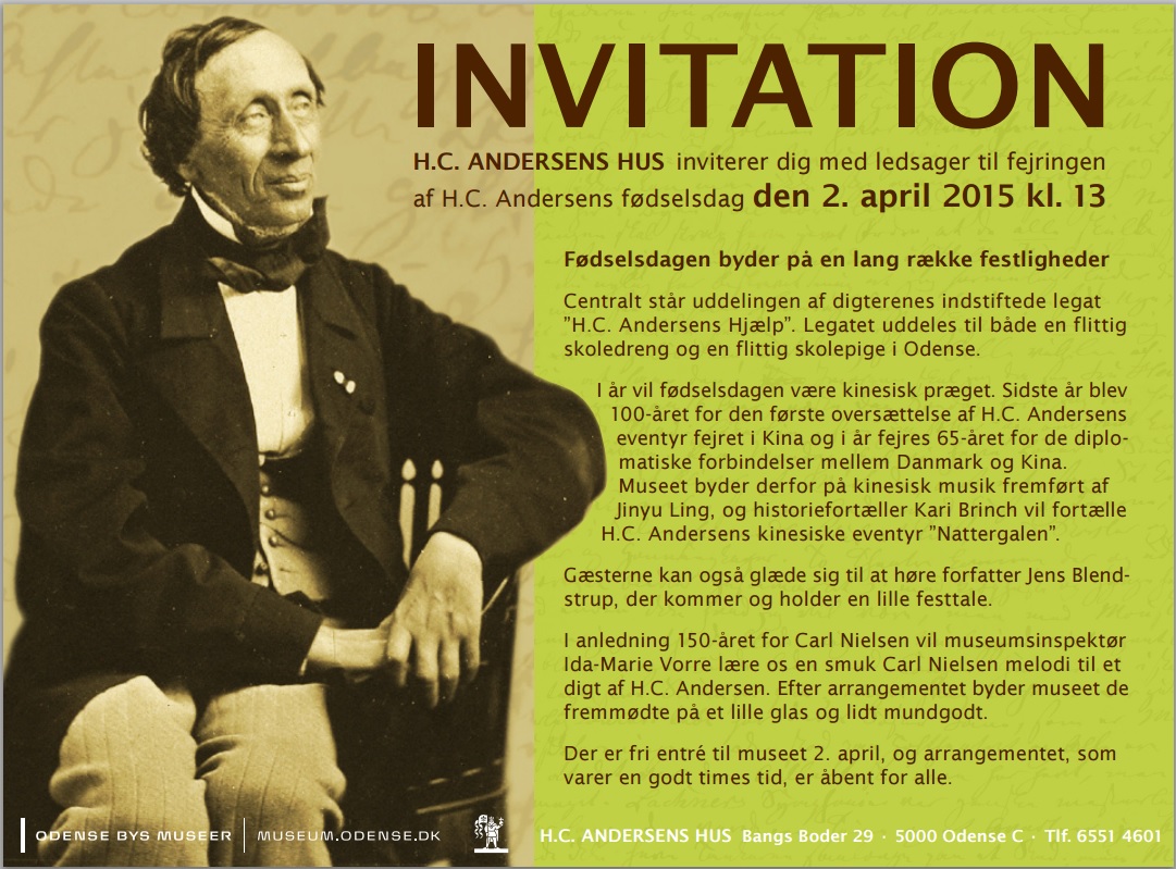 Invitation til H.C. Andersens fødselsdag i H.C. Andersens Hus 2015