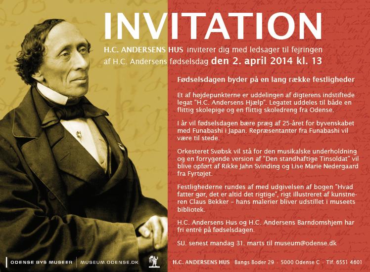 H.C. Andersens fødselsdag Invitation til H.C. Andersens fødselsdag i H.C. Andersens Hus 2014