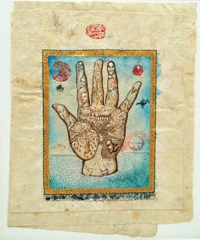 Peter Sis: illustration. En hånd.